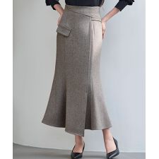 ラップ風デザインのマーメイドロングスカート