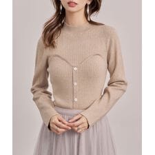 ビスチェ風リブ編みニットトップス