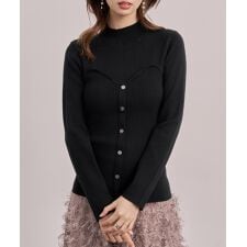 ビスチェ風リブ編みニットトップス