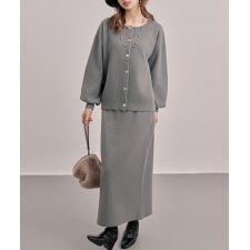 カーディガン×スカートニットセットアップ