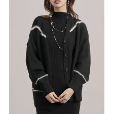 配色ラインロングニットカーディガン