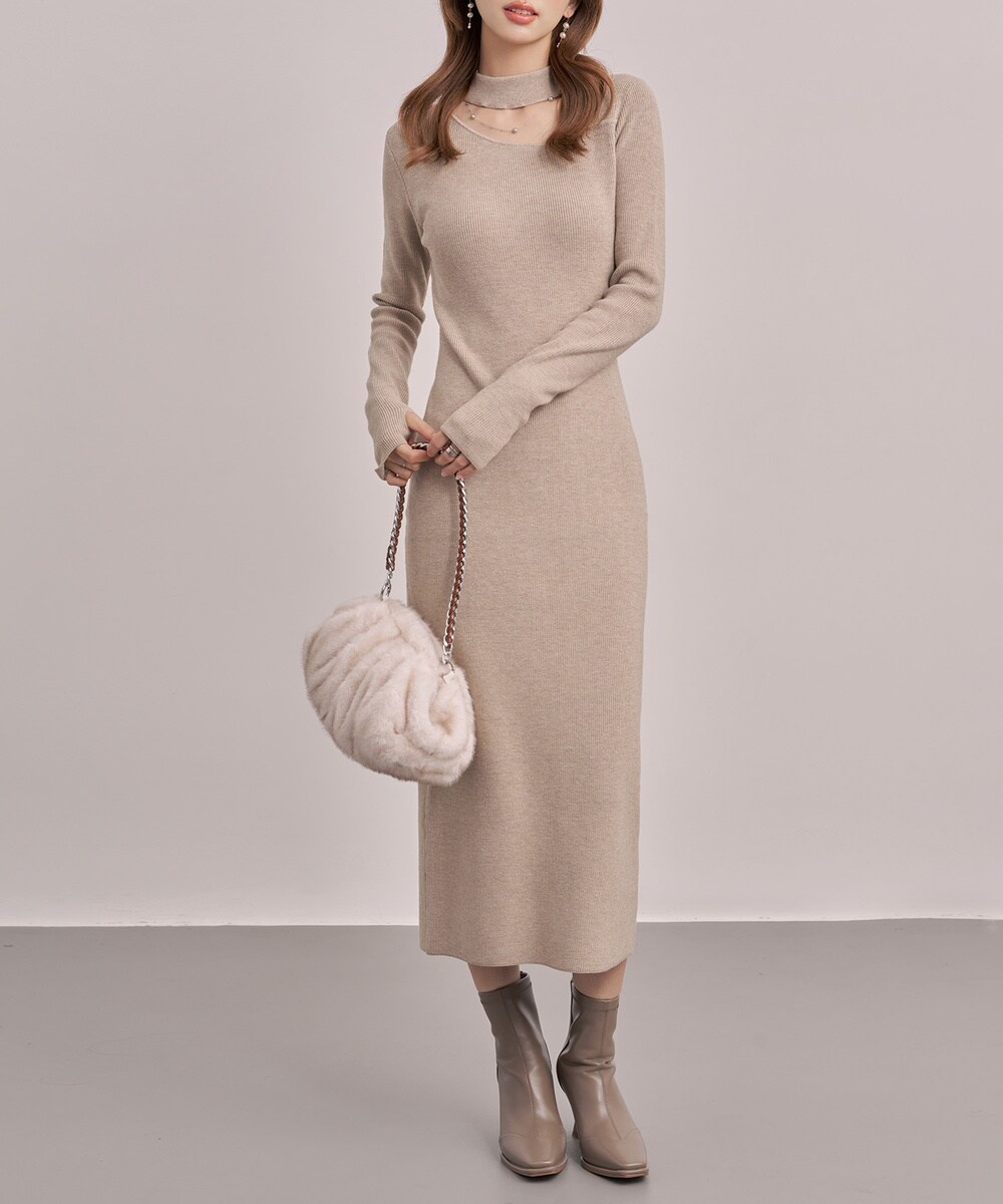 チョーカーネックニットロングワンピース | セゾン ド パピヨン(SAISON