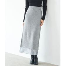 セゾン ド パピヨン(SAISON DE PAPILLON)の裾透けタイトニットロングスカート