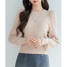 ギャザースリーブニットプルオーバー