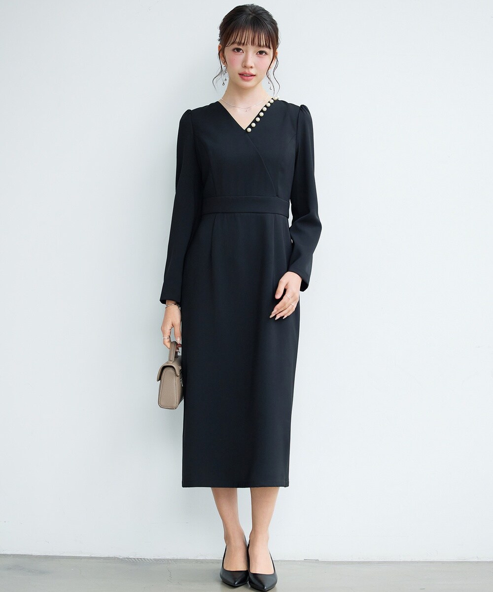 カシュクール風Iラインワンピース