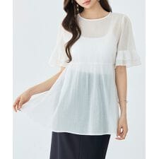 シアーペプラムブラウスとカップ付きインナーの2点セット