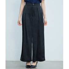 シワ加工サテンワイドパンツ