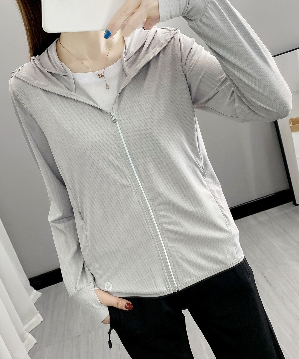 UPF50+ 冷感素材 UVカットパーカー