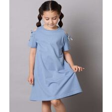 【毛玉になりにくい】[100-130]オフショルレースアップワンピース