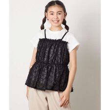 【接触冷感/ジメジメ対策】[160]シフォンキャミドッキングトップス