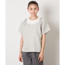 【接触冷感/ジメジメ対策】[100-160]バックル付きイレイヤード風Ｔシャツ