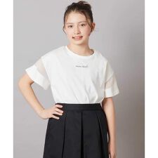 【累計1万枚販売/接触冷感/ジメジメ対策】[140-150]袖シアー切り替えトップス