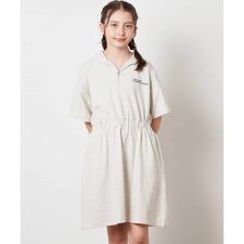 【接触冷感/ジメジメ対策/毛玉になりにくい】[140-150]ハーフジップフーディワンピース