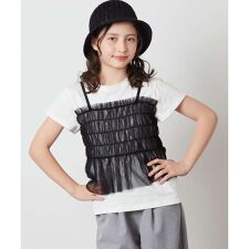 [100-130]チュールキャミドッキングＴシャツ