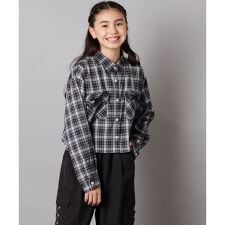 [130-160]クロップドチェックシャツ