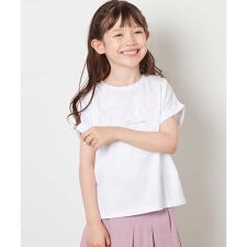 【毛玉になりにくい/安心の綿100％/イージーケア】[140-150]オーロラスパンコールロゴTシャ