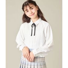 [150-160]【卒服】リボンタイ付きピンタックブラウス