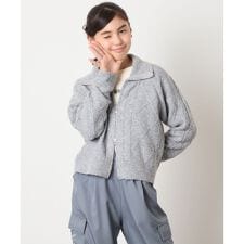 [130-160]【ダブルジップ/クロップド丈】ジップアップケーブルニット