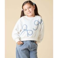 [120-160]【立体リボンがカワイイ/通学にもオススメ】リボンテープ裏毛トレーナー