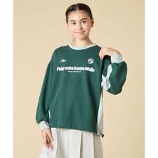 [130-160]【切り替えバイカラー/スポーティ】配色切り替えロゴトレーナー