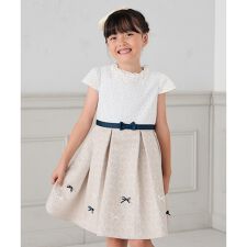 [110-130]【セレモニー/オケージョン/結婚式】フラワージャガードフィット＆フレアワンピース