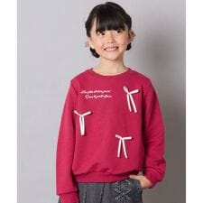 アー・ヴェ・ヴェ(a.v.v)の[100-160]【WEB限定商品/サテンリボンがカワイイ】リボン付きロゴトレーナー