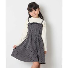 [120-160]フロッキードットプリントドッキングワンピース