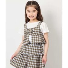 [120-160][ママとお揃いコーデが叶う]リボンビスチェドッキングTシャツ