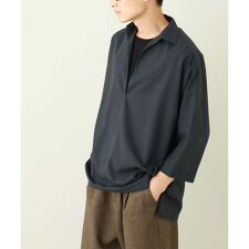 【シワになりにくい】リネン混Ｖネックスキッパーシャツ 7分袖（さらリネシリーズ）