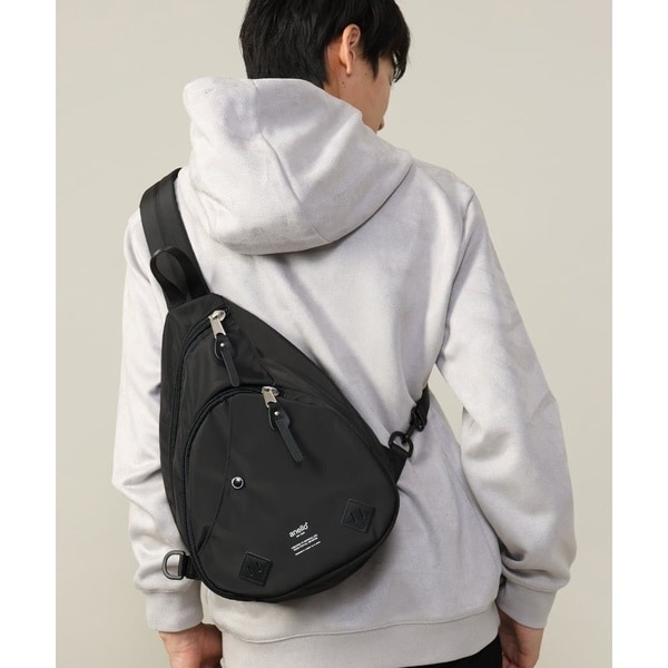 SHIPS: シュリンクレザー × ファブリック コンビ ウエスト バッグ