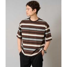 【接触冷感/毛玉になりにくい】マルチボーダーワイドシルエットカットソー