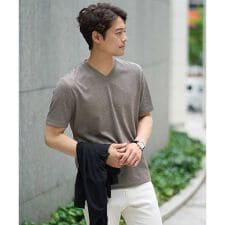 アー・ヴェ・ヴェ(a.v.v)の【イージーケア/接触冷感】千鳥柄ジャカードＶネックカットソー　通勤　ビジネス　ジャケット