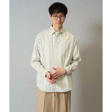 【洗濯機で洗える】ランダムストライプツイルワイドシルエットシャツ