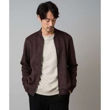 フェイクスエードリブブルゾン【イージーケア/ストレッチ/洗濯機で洗える】