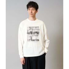 【綿100％】フォトプリントワイドシルエットカットソー　ロンT