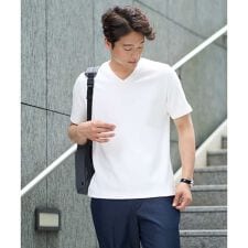 【接触冷感/イージーケア/毛玉になりにくい】ライトアゼＶネックカットソー