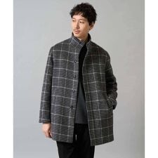 ウールライトビーバーチェックスタンドカラージャケット