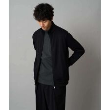 【イージーケア/毛玉になりにくい】アゼダブルフェイススタンドカラーカーディガン【ストレッチ/洗濯機で