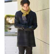 ウールライトビーバーチェックチェスターコート