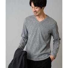 アー・ヴェ・ヴェ(a.v.v)の【イージーケア/洗濯機で洗える】グレンチェックジャカードＶネックＴシャツ　通勤/ビジネス/ジャケット