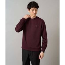 【イージーケア/毛玉になりにくい】アゼダブルフェイスワンポイント刺繍プルオーバー