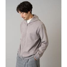 【イージーケア/毛玉になりにくい】ツイルエンボスフェイクスエードジップパーカー【洗濯機で洗える】