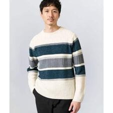 【洗濯機で洗える】モールランダムボーダークルーネックニット