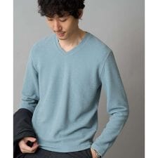 アー・ヴェ・ヴェ(a.v.v)の【イージーケア/洗濯機で洗える】千鳥ジャカードVネックTシャツ　通勤/ビジネス/ジャケット〈ON/O