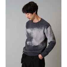 【洗濯機で洗える】モールジャカードボカシ柄ニット