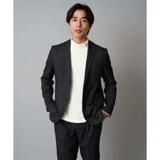 【イージーケア/毛玉になりにくい】メランジシャンブレースマートジャケット【洗濯機で洗える/ストレッチ