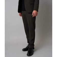 【イージーケア/毛玉になりにくい】メランジシャンブレースマートスラックス【洗濯機で洗える/ストレッチ