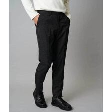 【イージーケア/毛玉になりにくい】メランジシャンブレースマートスラックス【洗濯機で洗える/ストレッチ