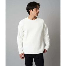 【洗濯機で洗える】モール幾何ジャカードクルーネックプルオーバー