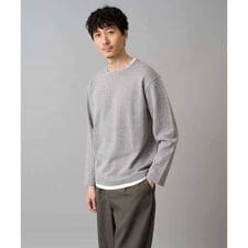 【イージーケア/洗濯機で洗える/毛玉になりにくい】変形ヘリンボンフェイクレイヤードカットソー